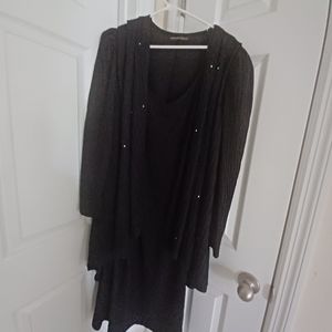David Rose Long black Dress evening rhinestones jacket. ELEGANT 20.5 45 in long